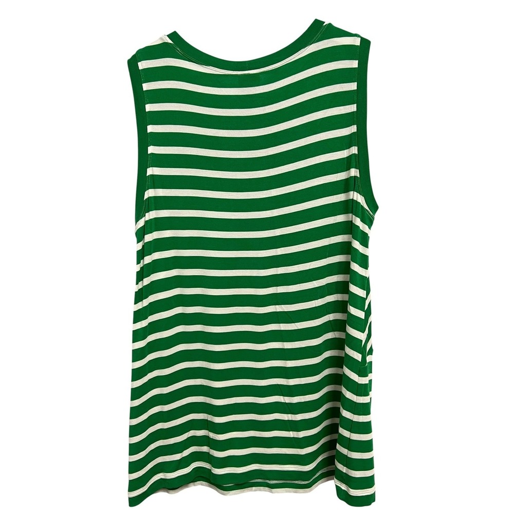 Cabi Stripe Tank Top Womens Medium Green White Sleeveless Knit Nautical Preppy - Picture 6 of 6